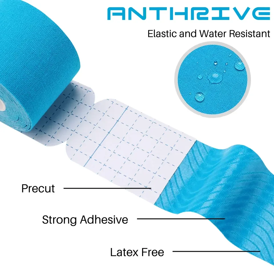 Anthrive High Quality Henkel Glue Hypoallergenic 5cm*5m Cotton Muscle Sport Kt Tape Precut Kinesiology Tape For Athletes