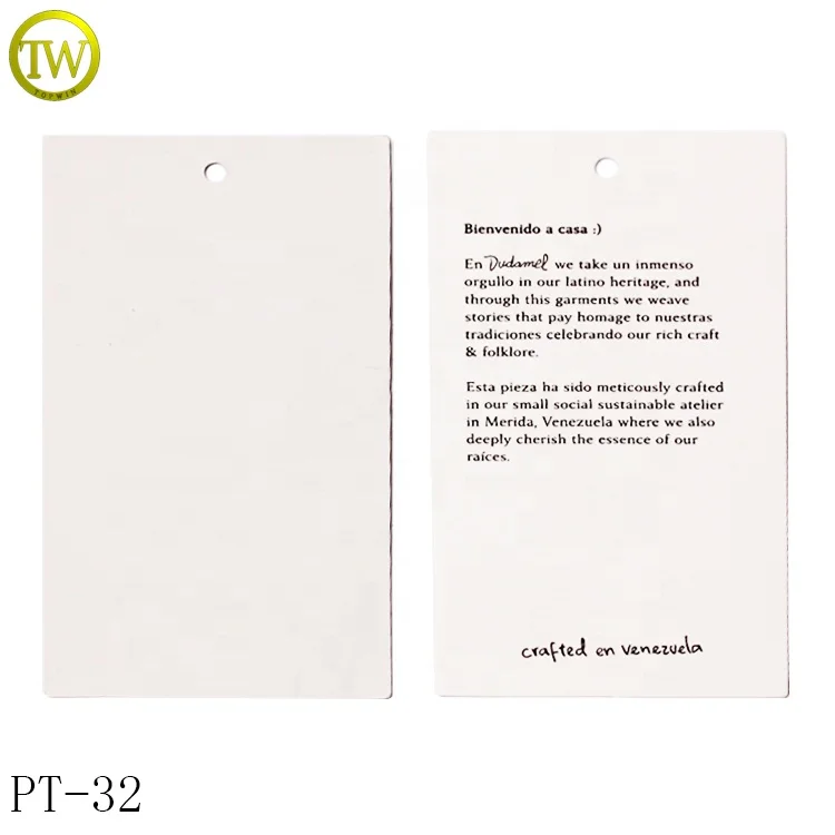 Fashion clothing printing logo string paper tags custom made women coat recycled hang label for dress