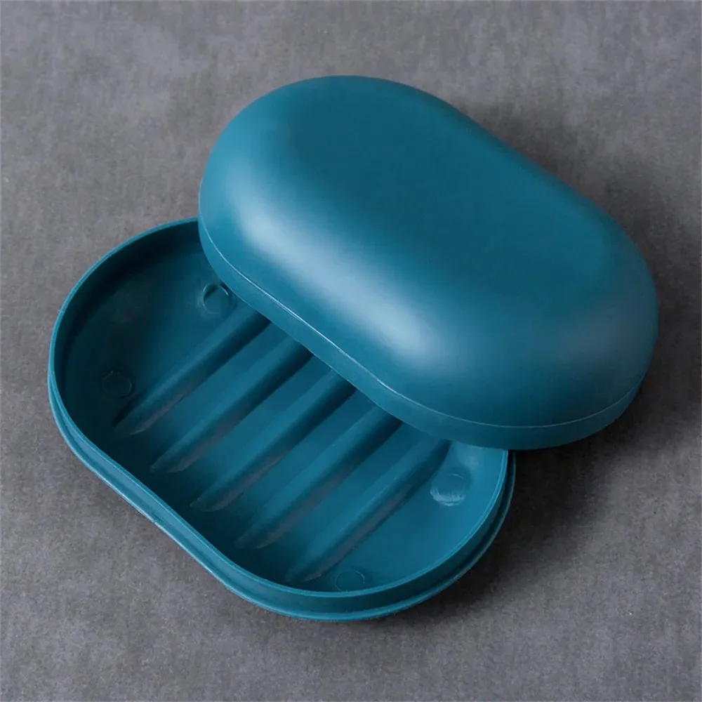Plastic Bathroom Shower Soap Box With Lids Travel Portable Small Soap Tray Dish Storage Holder Plate Home Toilet Drain Case