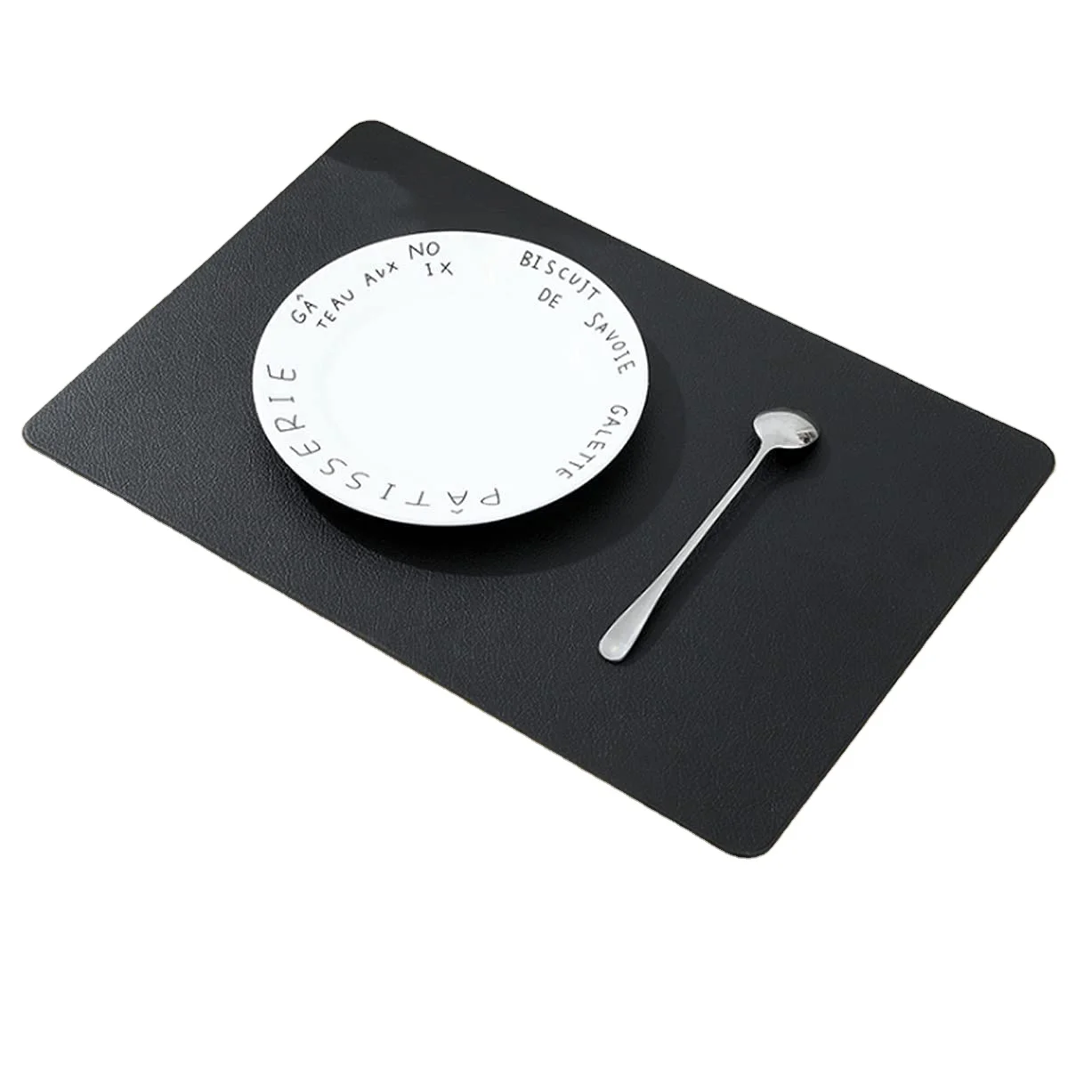 Pure PVC Heat-Resistant Waterproof Placemats Washable Easy to Clean Table Mats for Dining Room and Decor (Black)