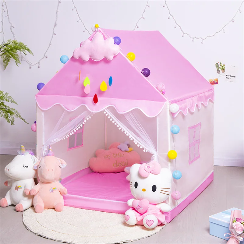 YF-Y505 Wholesale luxury good quality castle tent bed for children play toy kid Princess playhouse indoor foldable manufacture