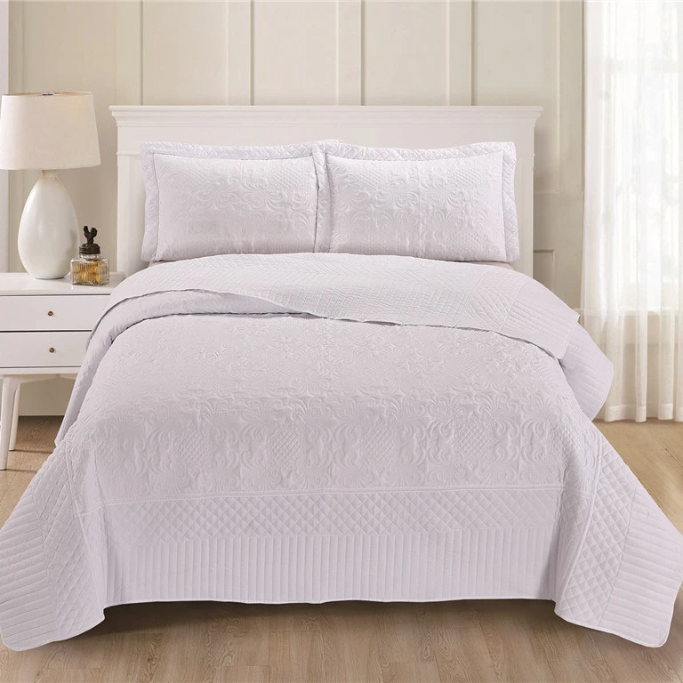 Embroidery Bedspread Set Microfiber Bedding Quilts Made In China Bedspread Sets for Bedroom Wholesale