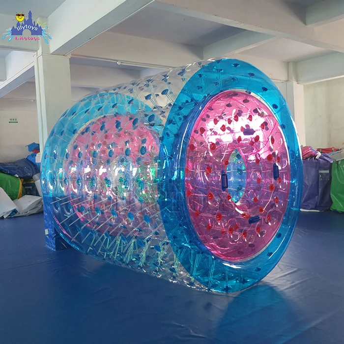 Lilytoys wholesale Colorful zorb water roller, PVC inflatable rolling tube for kids