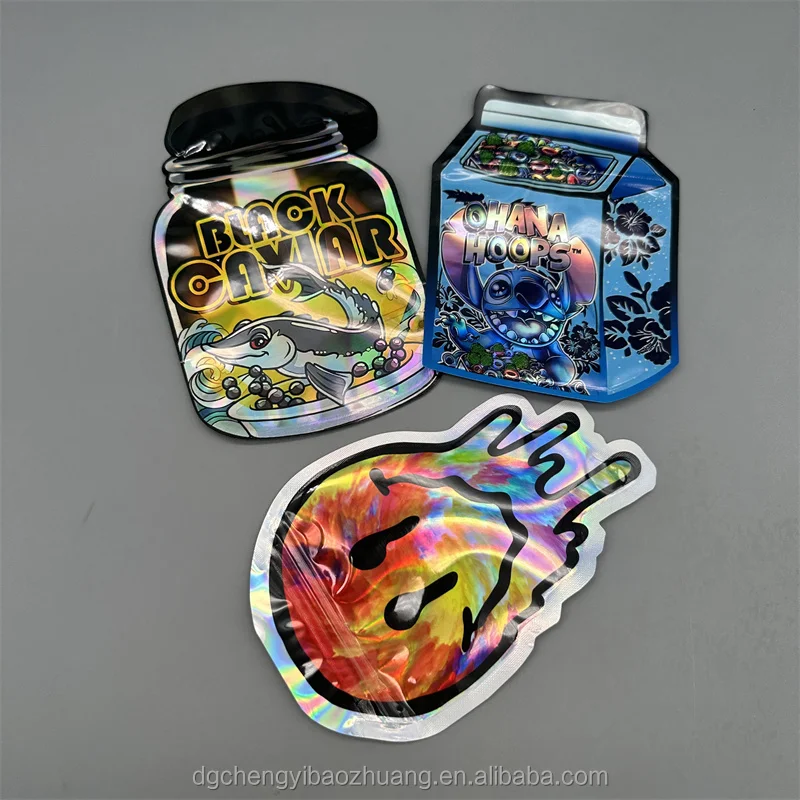 3.5 7g-14-28g Mylar Bags Custom Printing Aluminized Foil Cookie Stand Up Pouch Matte Smell Proof Shape Packaging Bag With Zipper