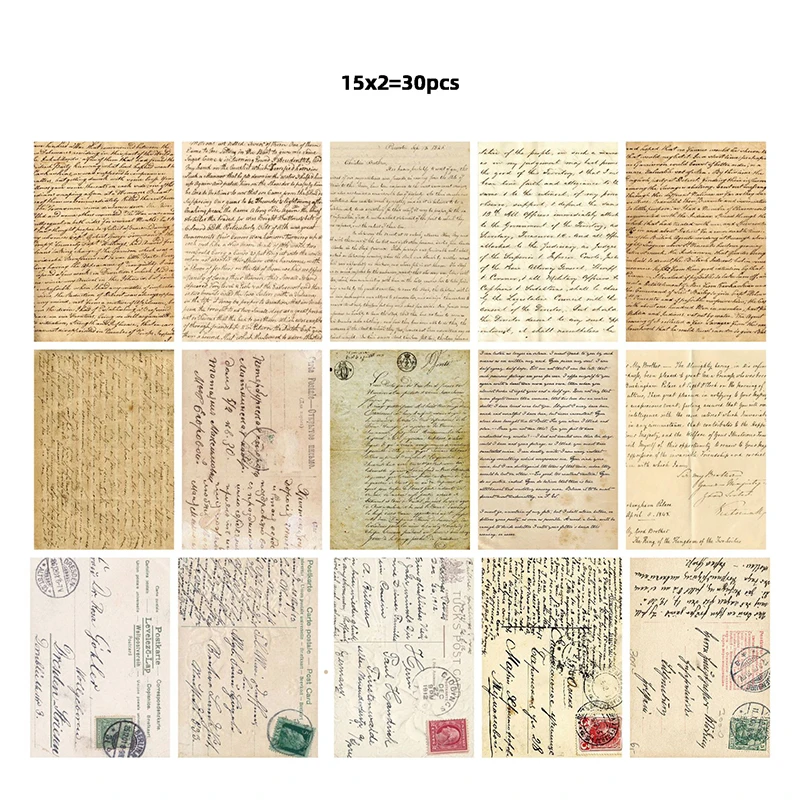 30 Sheets Vintage Style Paper Aesthetic Decorative Paper Material Crafts for DIY Scrapbooks Journal Diary Photo Album Background