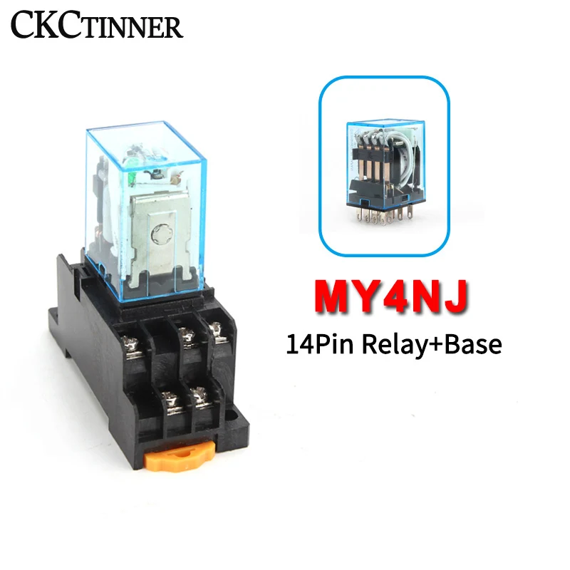 Intermediate Relay HH54P MY4NJ Micro Small Electromagnetic Relay AC/DC 12V 24V AC110V 220V 380V With 14 pins Socket base PYF14A