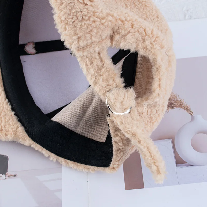 Custom Embroidery Cute Rabbit Ears Plush Baseball Cap Love All-Matching Embroidered Warm Peaked Cap