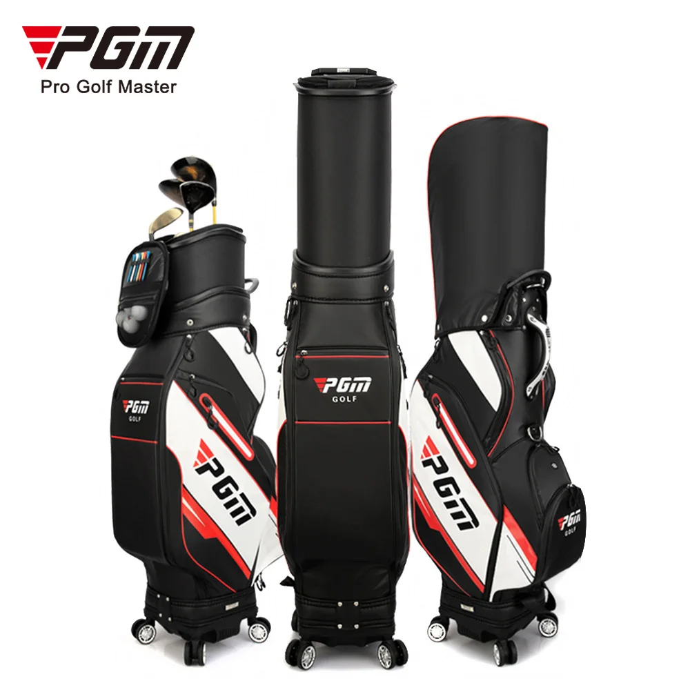 PGM Telescopic Stylish Design Waterproof Golf Standard Cart Bag with 4-Way Wheels and Rain Cover