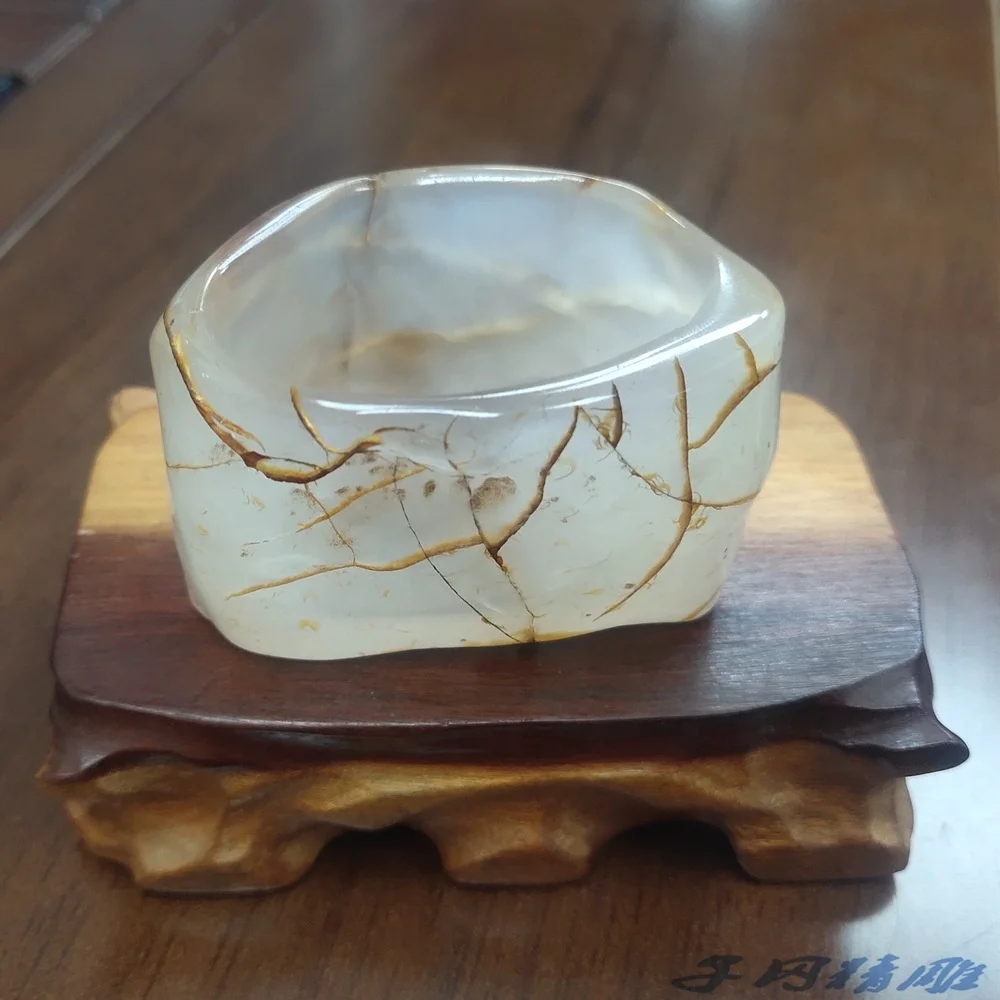 Fine tea cup agate raw stone horse natural raw skin water punch tea bowl Master cup glass agate fine tea cup