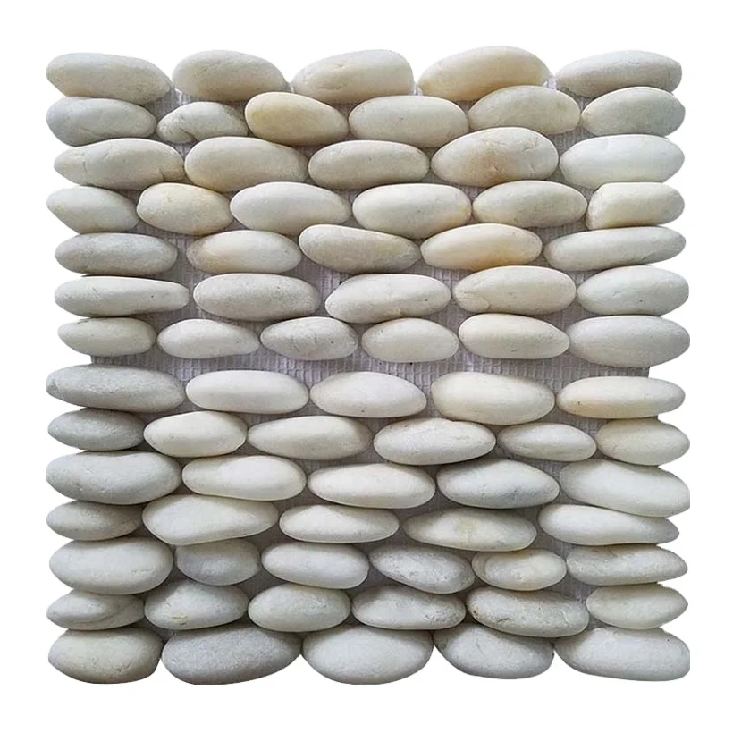 High Quality Landscaping Natural Black Pebbles Stone Floor Mat Meshed Ready Tiles Sheet 30x30