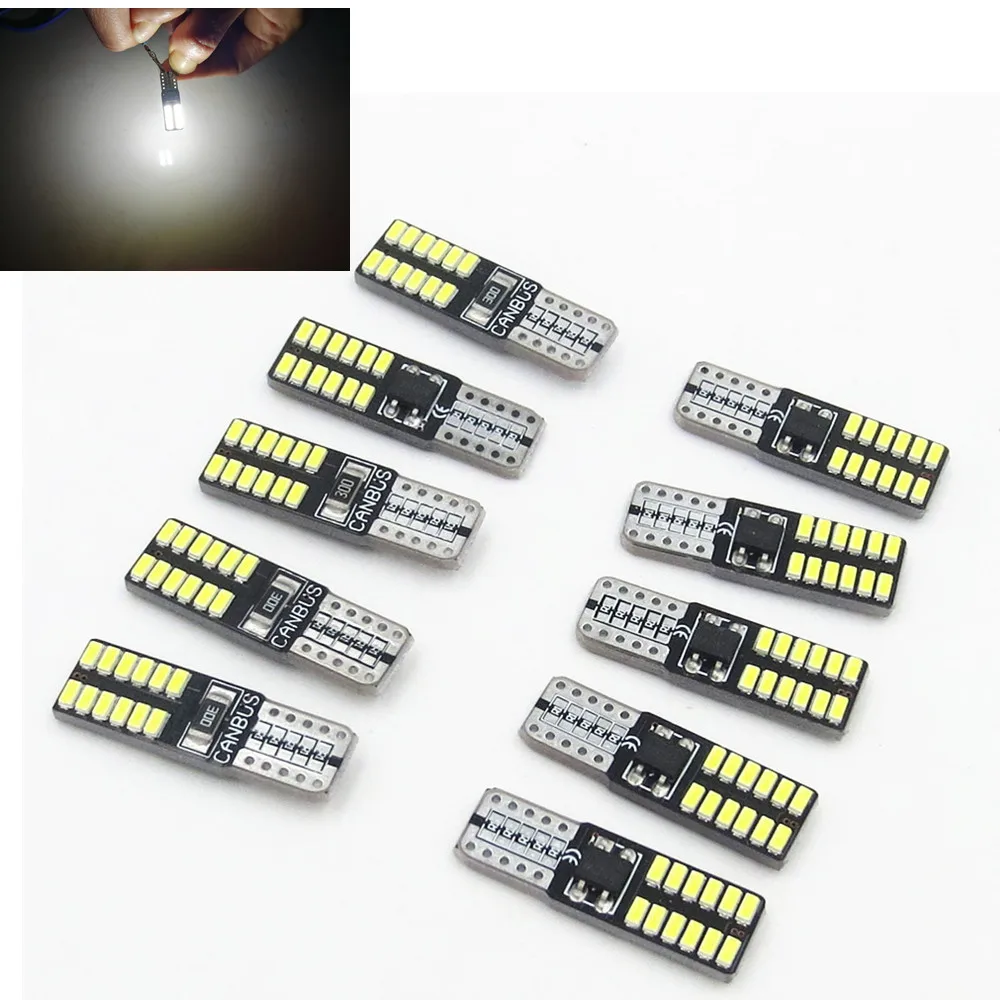 Светодиодная сигнальная лампа Canbus T10 W5W 12 В 24SMD для салона автомобиля Чтения номерного знака багажника боковая с клиновидным цоколем багажа красный