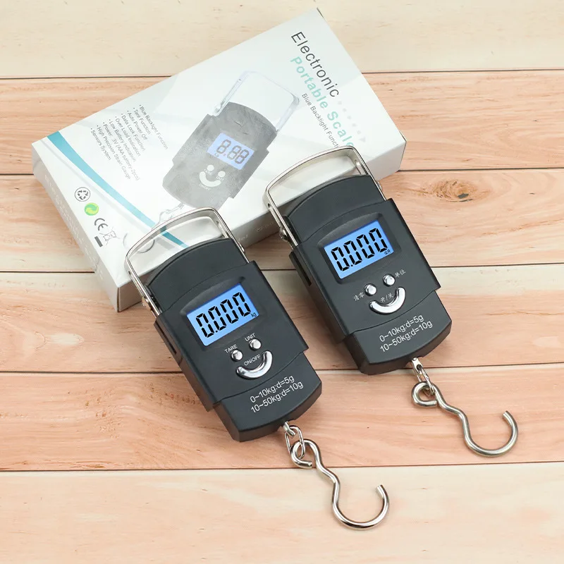 Portable Electronic Scale Small Mini Spring Scale Black Digital Display Luggage Scale 50kg Digital LCD