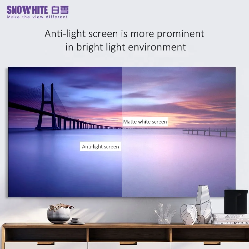 SNOWHITE 100 Inch 16:9 alr screen for long throw projector black diamond projection screen fixed frame projector screen