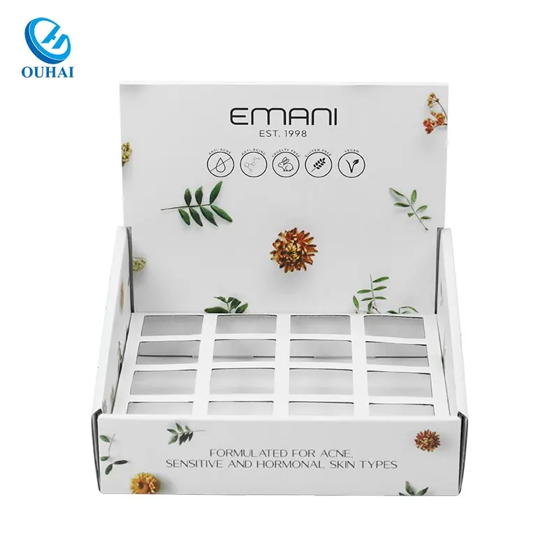 Free design custom carton counter top display box Unit paper makeup holder Cardboard eyelash cosmetic paper display holder