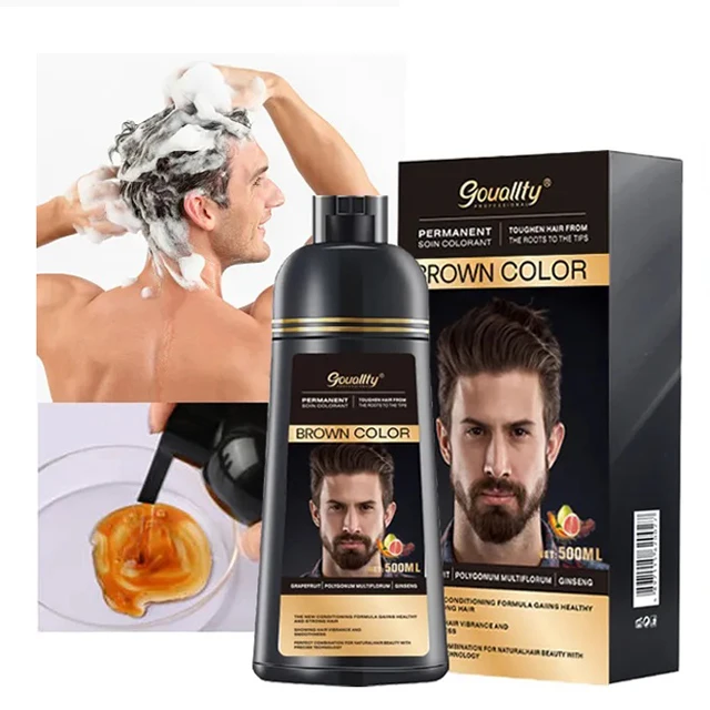 OEM ODM Private Label Herbal Natural Cover White Gray Dark Brown Hair Dye Colour Shampoo Black Color Shampoo For Man Women