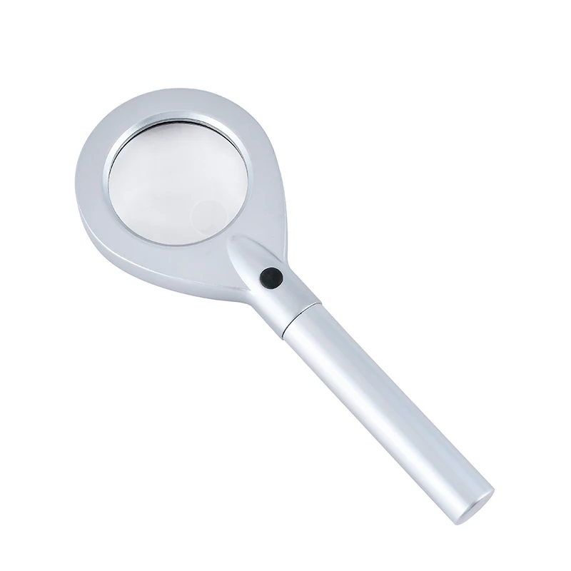 2x 4x Hand Held LED Metal Magnifying Glass High Definition Illuminated Kids Magnifiers For Rrading