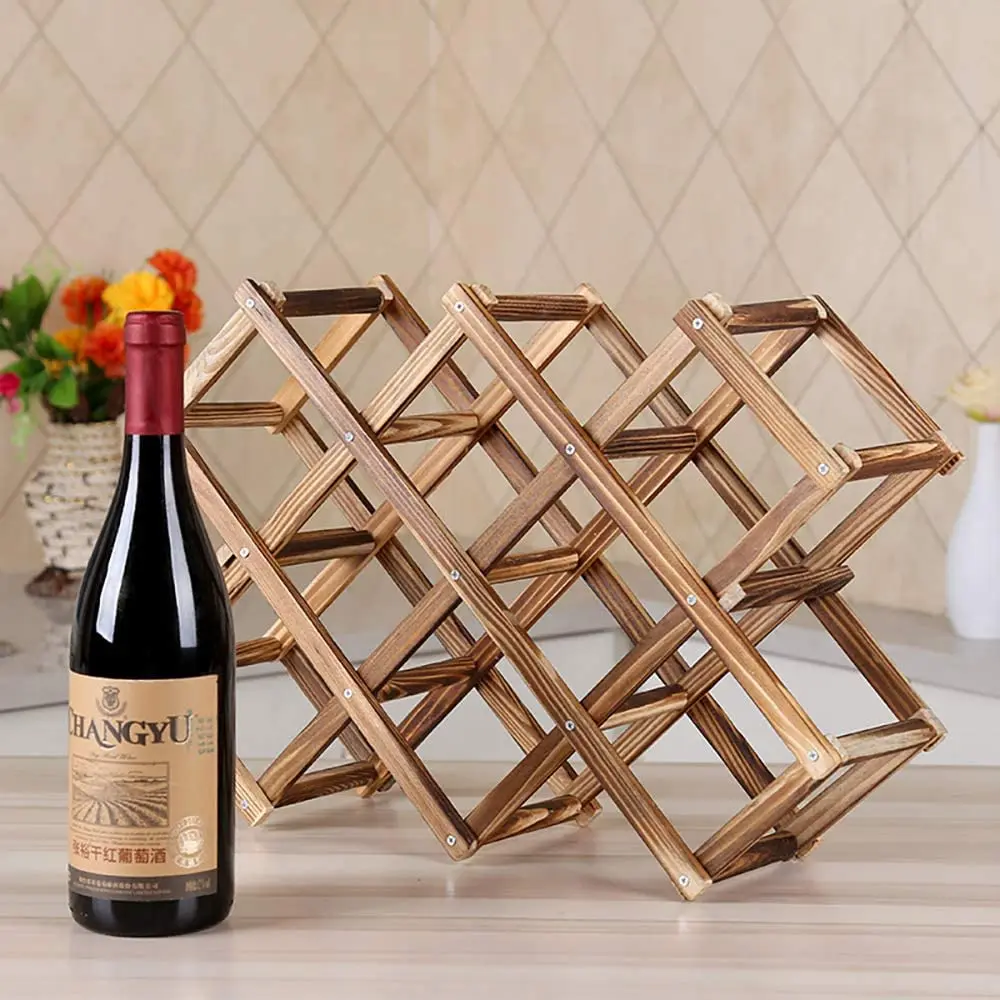 Wood Wine Storage Racks Countertop,  Wooden Stackable Wine Cellar Racks, Wine Bottle Stand Holder Display Shelf for Home