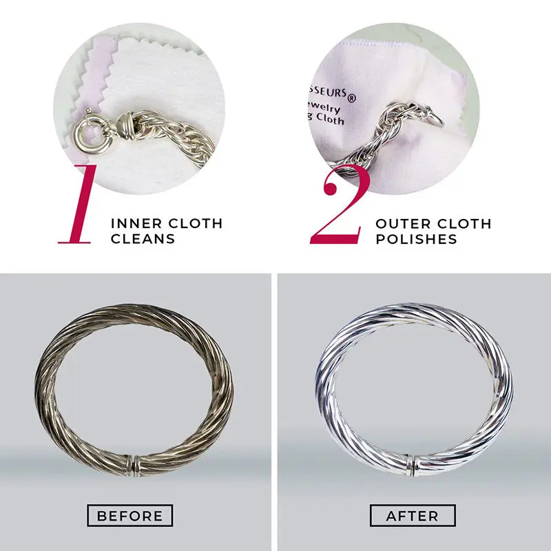 Connoisseurs UltraSoft Silver Jewelry Cleaning Cloth 2 Layers Cotton Silver Jewellery Watches Polishing Cloth