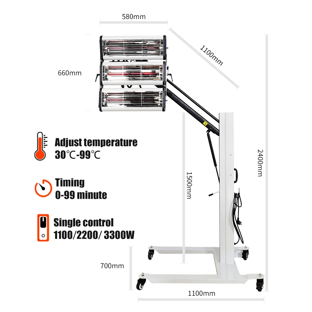 infrared heater lamp for curing powder paint 2000w shortwave infrared paint lamp infrared paint heater