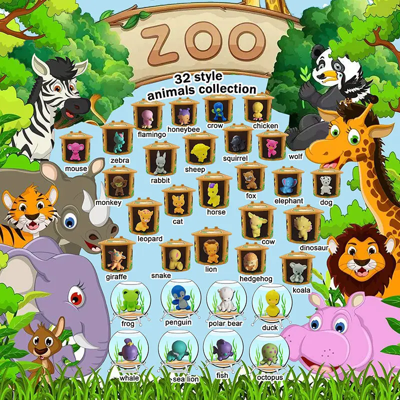 Hot Surprise Egg Toy 3D Mini Cute Cartoon Capsule Toy Plastic Surprise Egg PVC Simulation Animals Figure Collection Model OEM