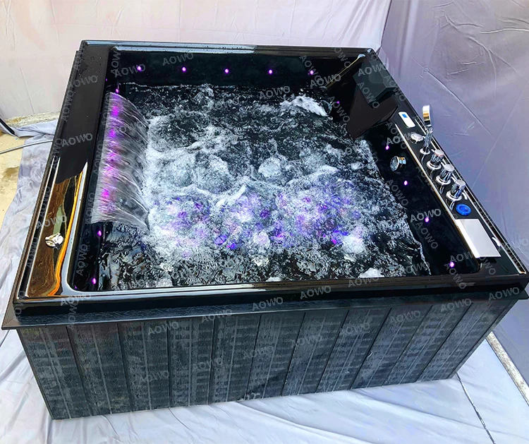Jacozy 2 Person Outdoor Spa Function Indoor whirlpool Yacuzzi Bath Tub Spa with whirlpool Bathtub Black Fregaderos Inteligentes