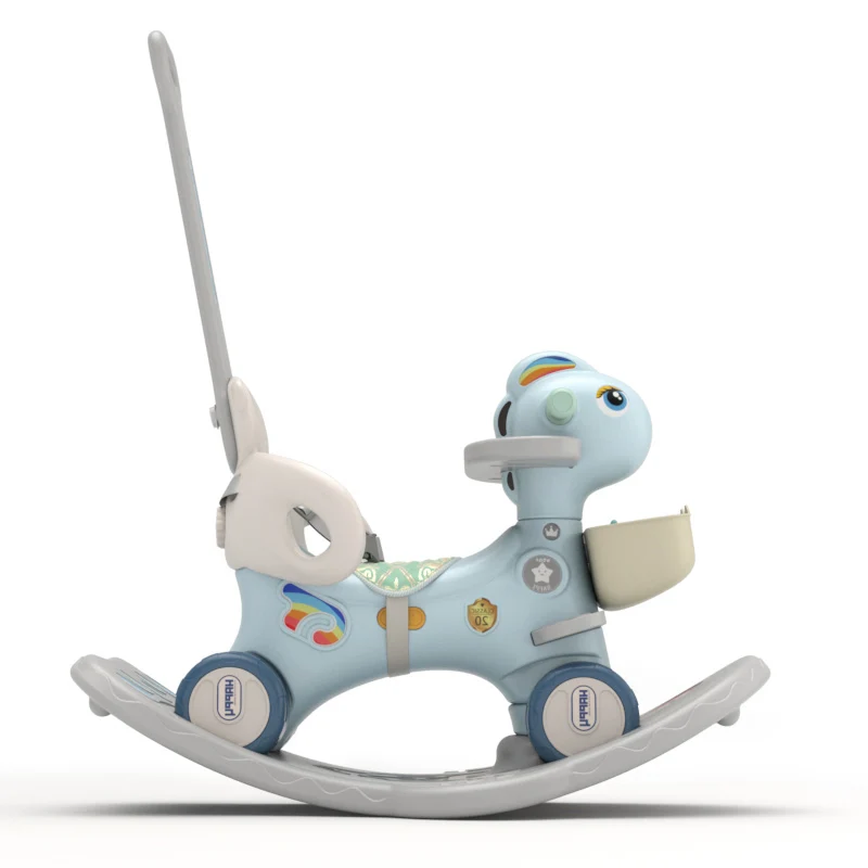 New Design 2In1 Lovely Fawn Multi Function Baby Kid Animal Rocking Horse Plastic Animal Toy Ride With Wheel