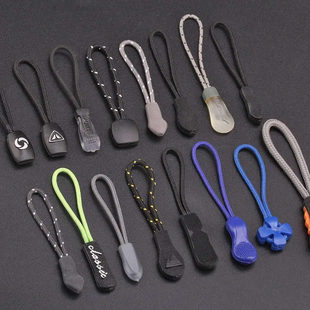 Rope Zipper Puller Tirador De Cremalleras Clothing Luggage Design Accessories Colorful Eco-friendly Silicone Bag Zipper Sliders
