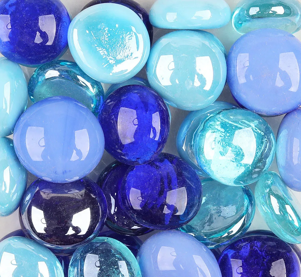 1000g Translucent Glass Beads Flat Round Mosaic Tiles for DIY Art Crafts Material Creamy Irised Colored Transparent