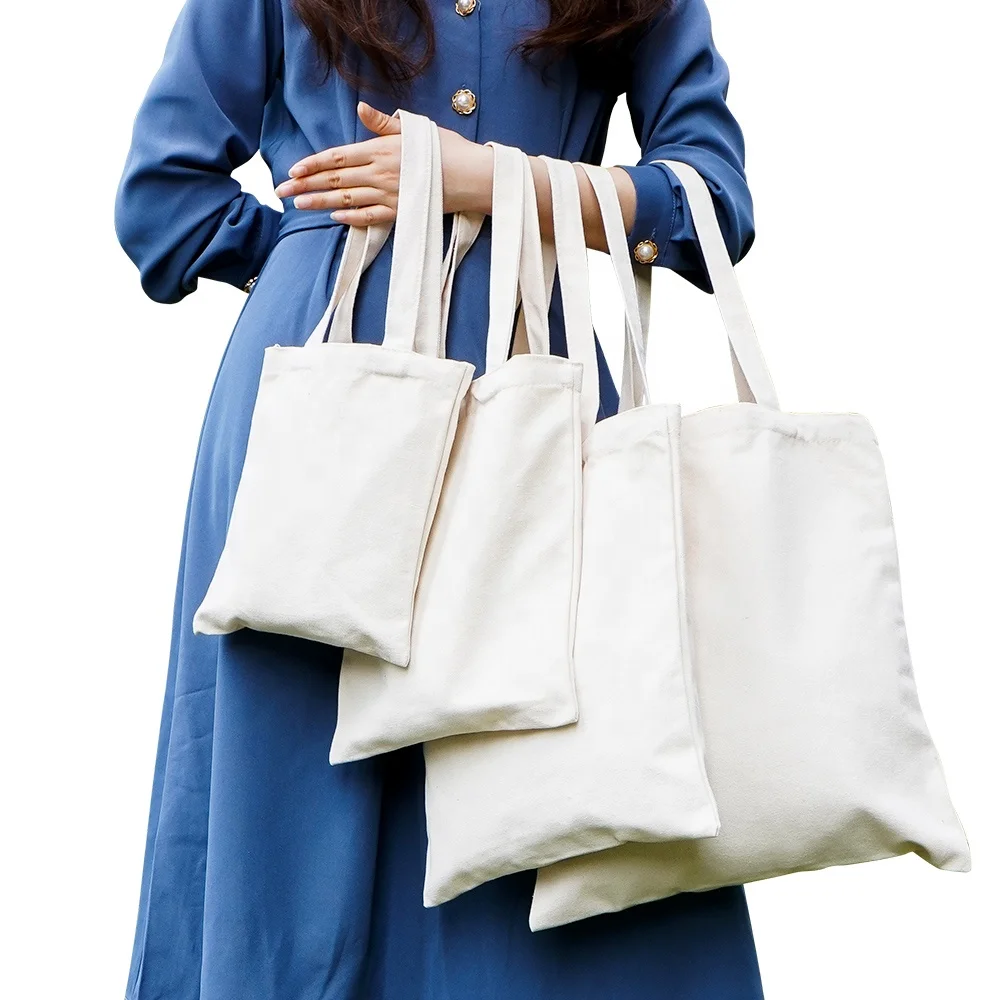 Wholesale Custom Print Logo Cheap Reusable Shopping Bags Plain White Blank Cotton Canvas Tote Bag Large amount of stock