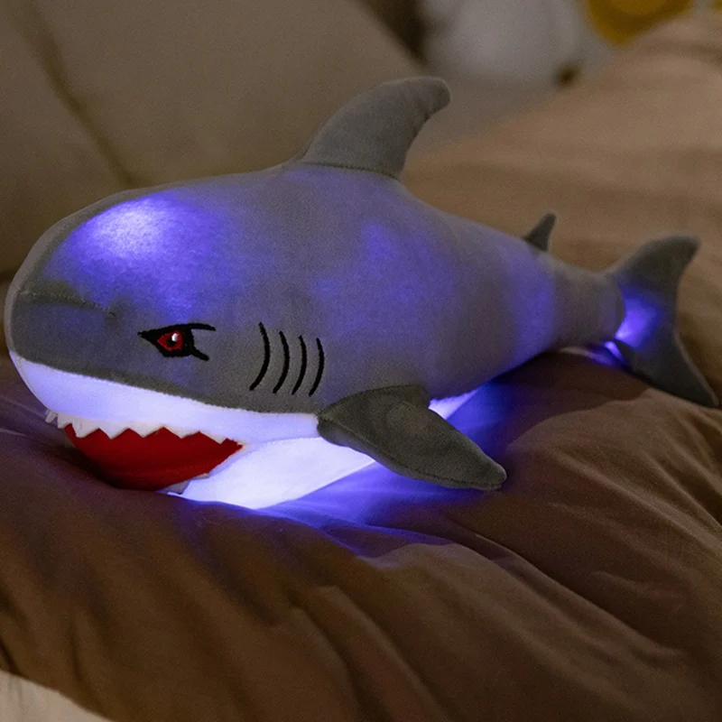 Multi Colors Luminous Shark and White Whale Pillow Anime Plush Toys Soft Cute Stuffed Animals Doll