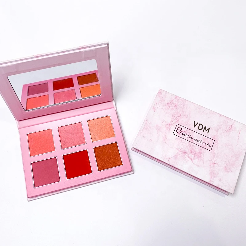 6 Colors roses Pressed Powder Blush Palette Private Label Makeup Face Shimmer Matte Highlighter Foundation Vegan Custom