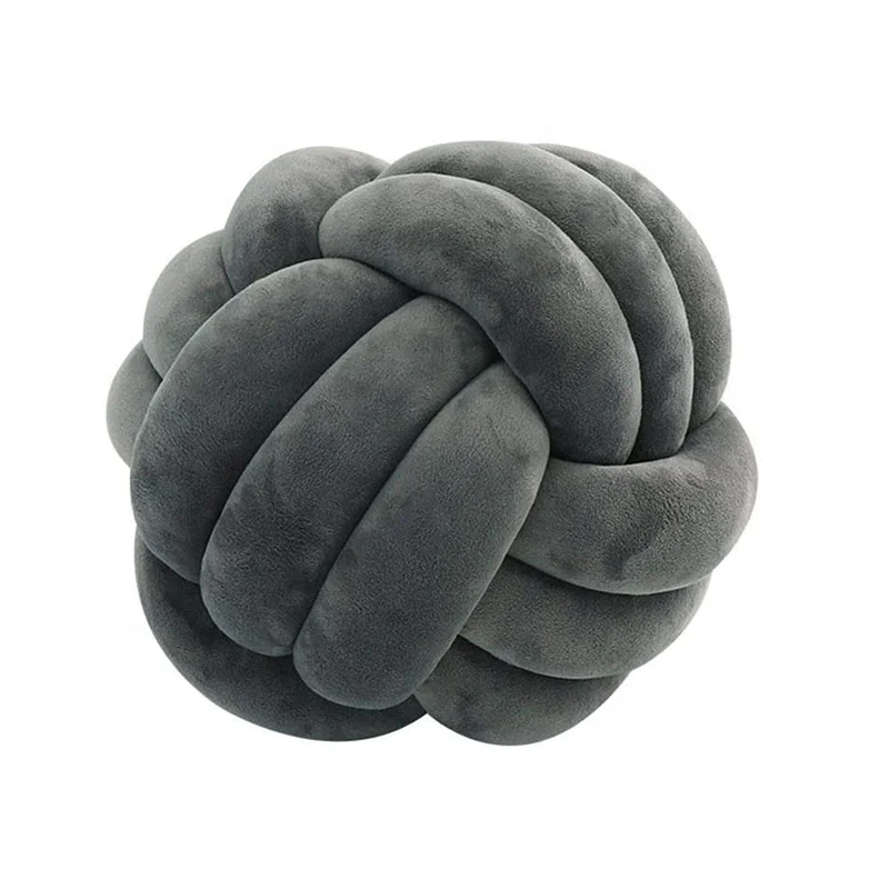 wholesale custom round home decor cushion sofa throw pillow luxury beauty velvet knot ball pillow
