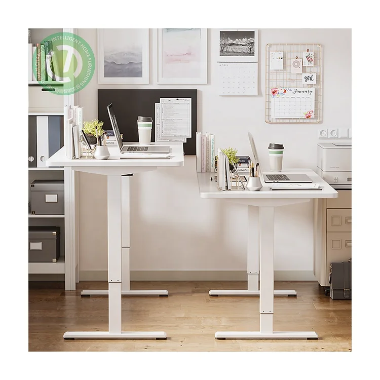 Timotion Adjustable Standing Desk Home Furniture Electric Height Office Luxury Pc White Workstation Work Study Table For Adult