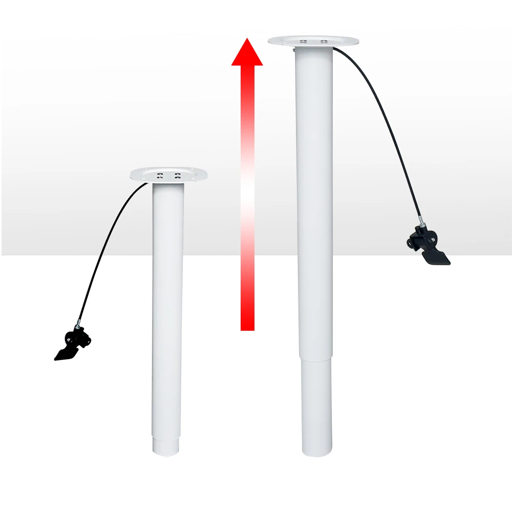 Indoor Furniture Accessories White Aluminum Pneumatic Column Adjustable Height 76mm Round Pipe Metal Table Legs