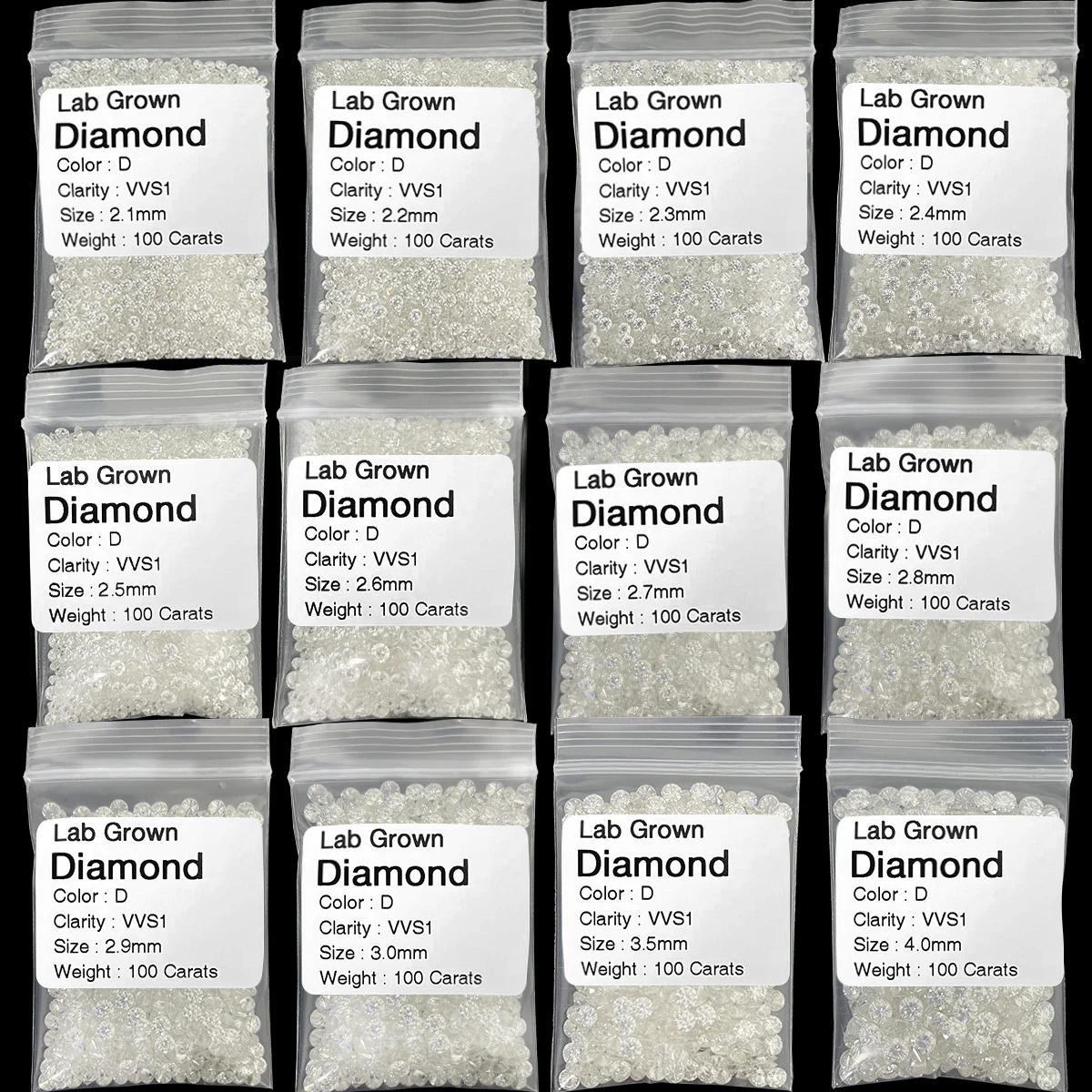 100% Pass Diamond Tester Lab Created HPHT CVD Diamond 1.0~3.0mm Small Size Lab Grown Diamond