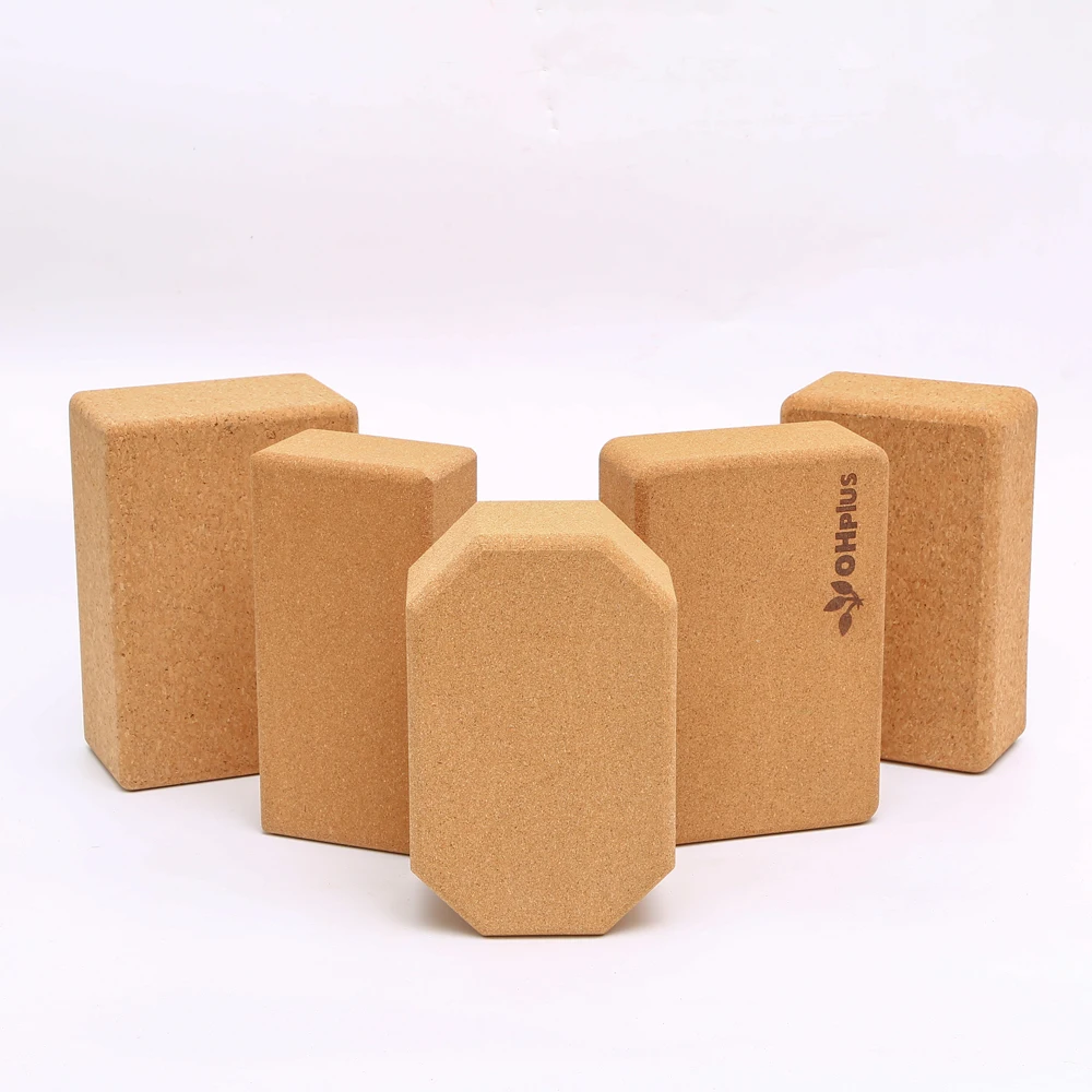Natural Cork Yoga Block Pilates Bricks High Density EVA Foam Exercise Fitness Quality Customized Logo Packing Pcs