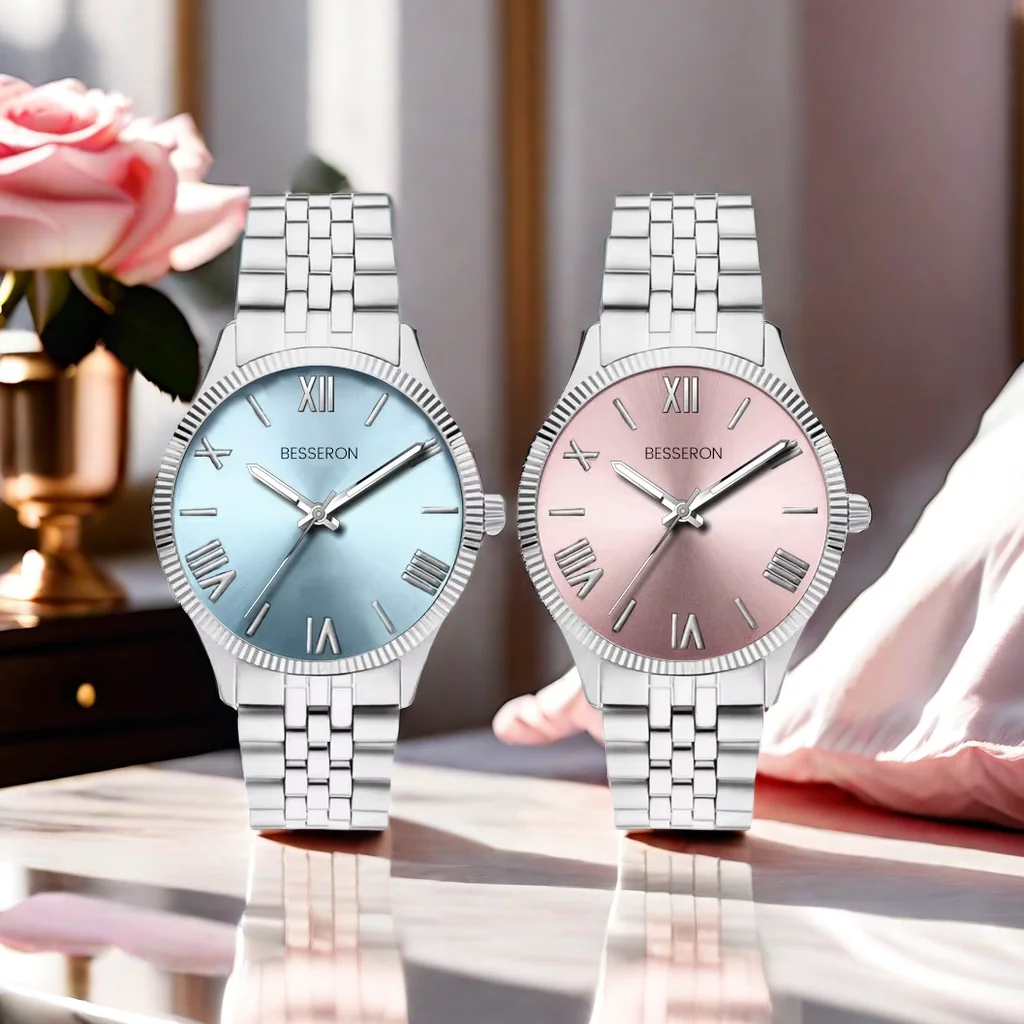 Custom Your Logo Montre Homme Luxury Wrist Band Analog Luxury Women Silver Pink Watch In Wristwatch For Ladies