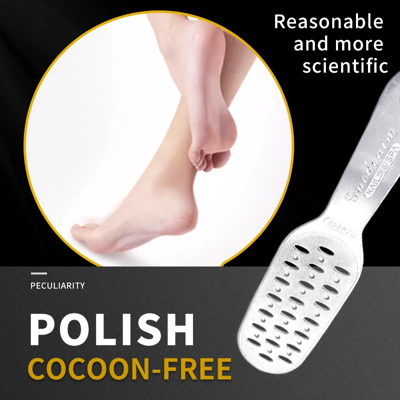 Professional pedicure tool double side nickel feet dead skin remover stainless steel foot grinder rasp foot file