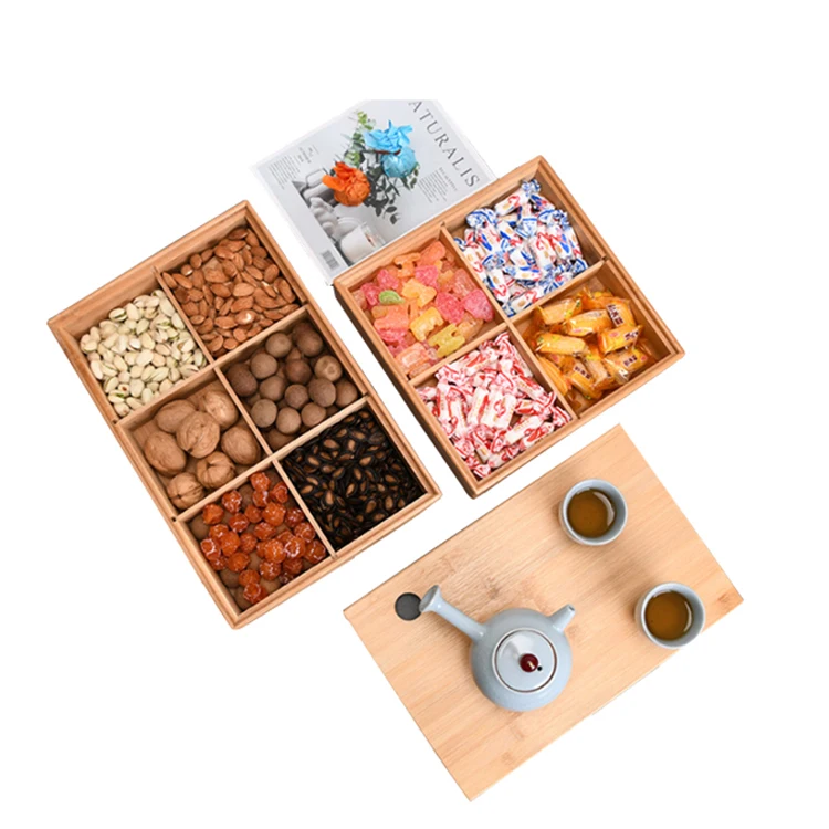 
Custom Logo Dry Fruit 6 Comportment Tray For The Wedding With Lid 