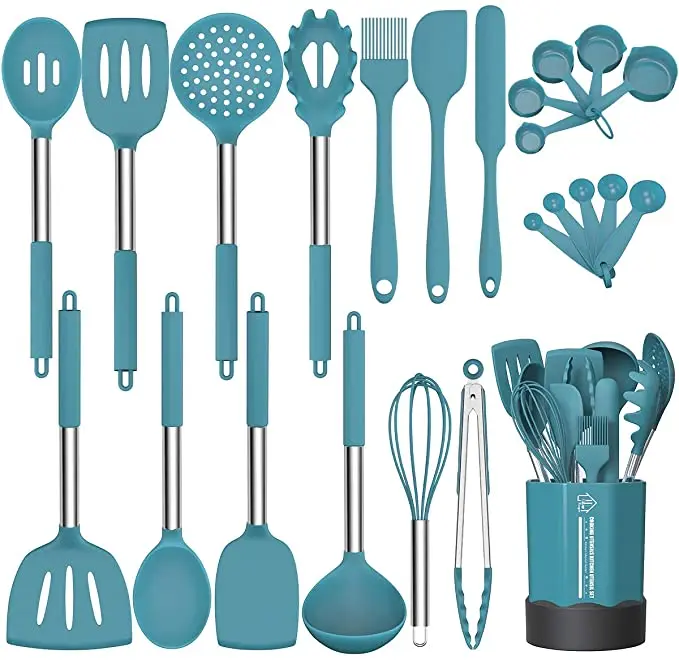 Home and Kitchen Silicone Cooking Utensil Set 15pcs Non-stick Heat Resistant BPA-Free Silicone Handle Cooking Tools