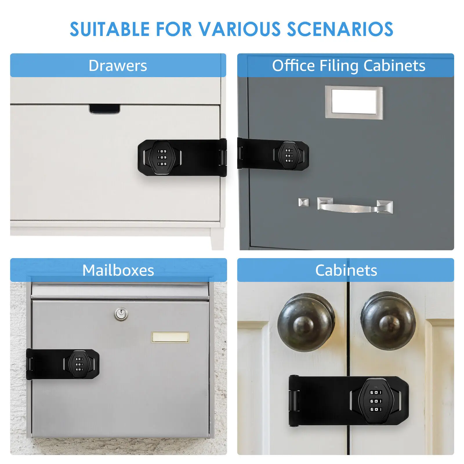 office drawer furniture Cabinet Password Lock 34 5 6 inch Zinc Alloy 3-Digit Rotary Hasp Combination Lock