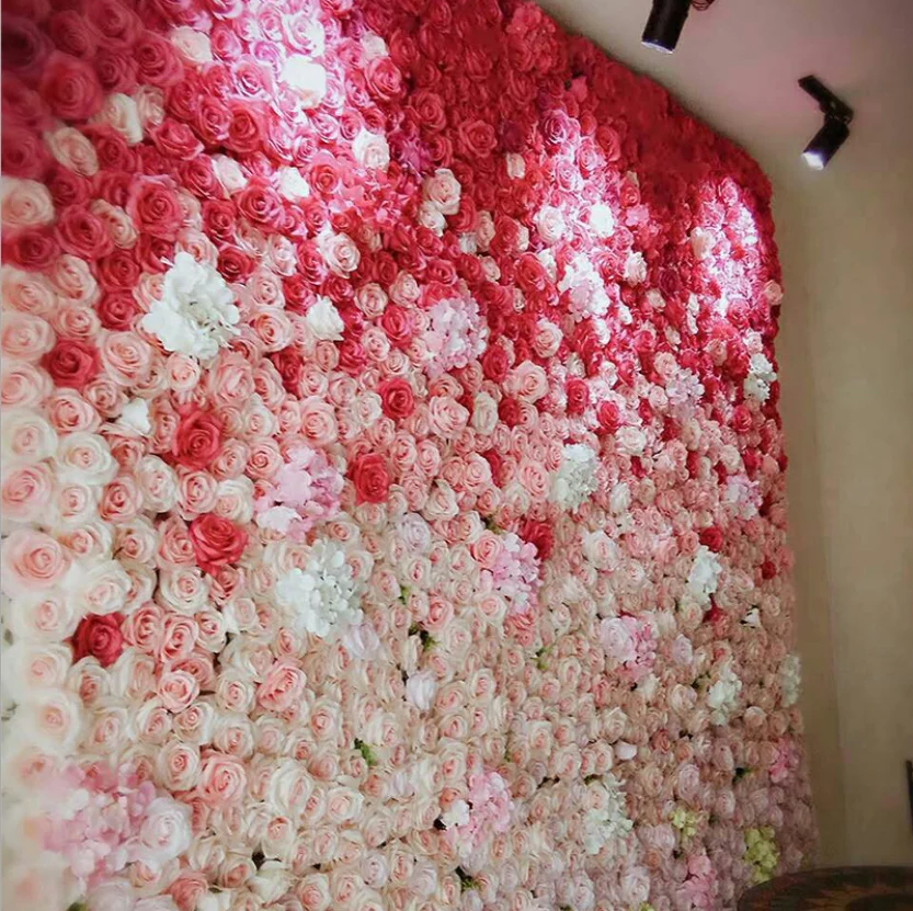 40*60 CM Wedding Birthday Event Party Decorative Artificial Silk Rose Flower Backdrop Panels Wall Mats