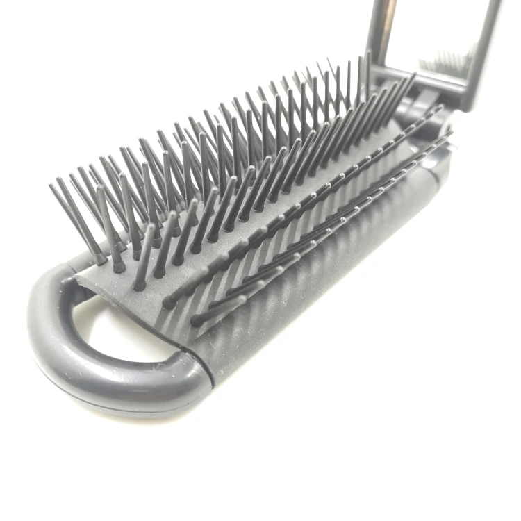 
Professional portable folding plastic hairbrush with mirror hair comb scalp massager 