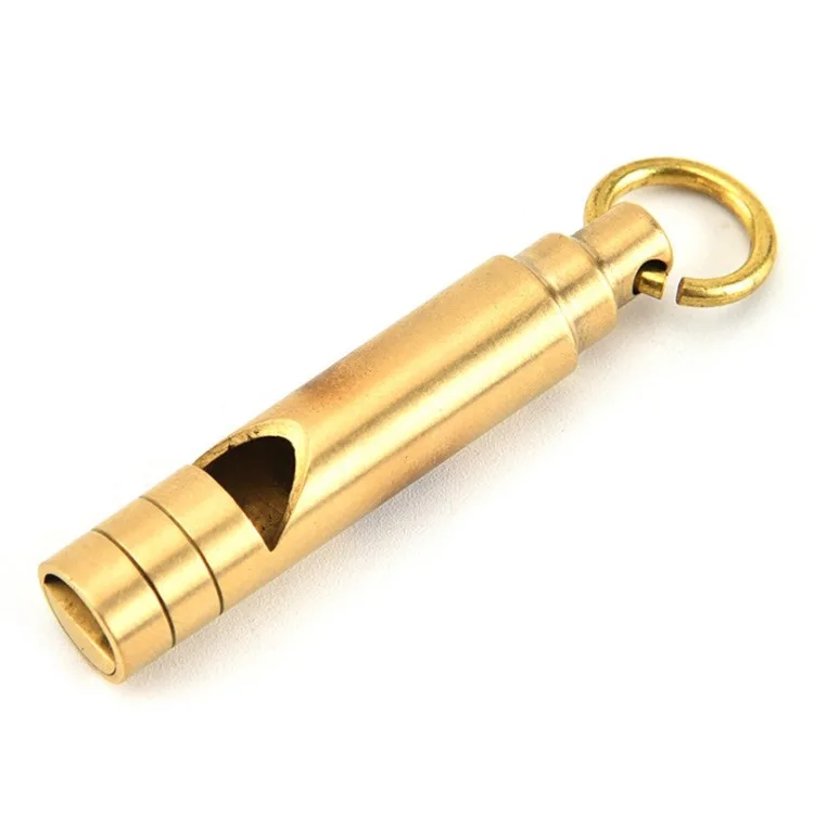Vintage Brass Whistle Handmade Pure Brass Whistle Referee Survival Whistle Keychain pendant Outdoor supplies