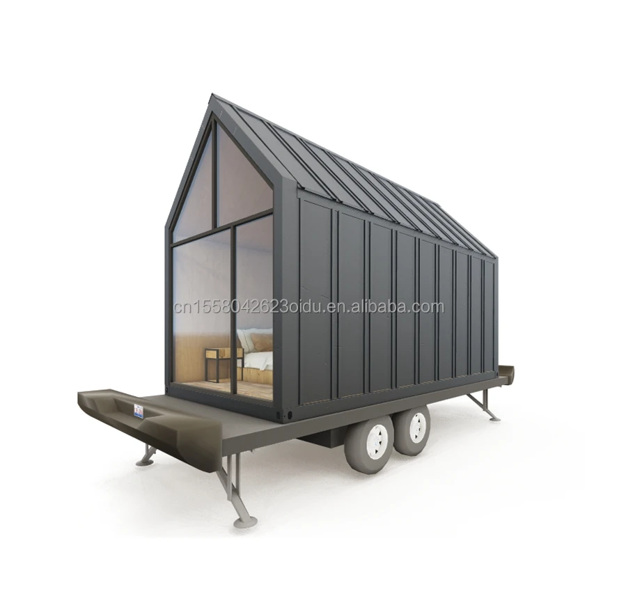Modern  Container House Triangular Wooden Container Trailers with Wheels for Outdoor Coffee Sales