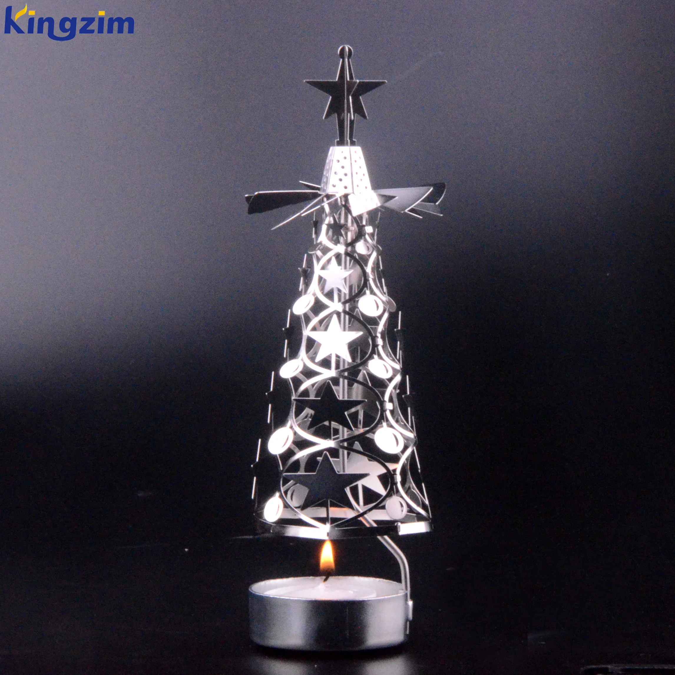 Wedding Metal Tower Shape Circle Hollow Art rotary Tea Light Candle Holder for Home Decor