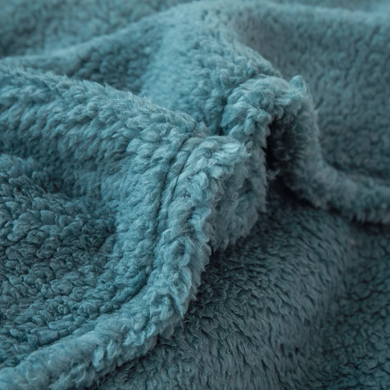 Wholesale Custom Super Warm Travel Blanket Polyester Fibre100% Solid Color Double-Sided Lamb Wool Blankets