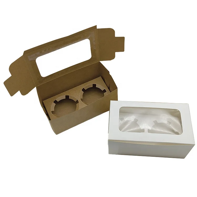 Оптовая продажа картонная чашка упаковка для торта маленькая коробка кексов с отверстием