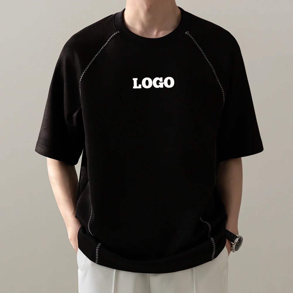 High Quality Heavy Weight Plain Oversized Raglan Half Sleeve T shirt Printing Embroidery Custom Blank Cotton Men T Shirt