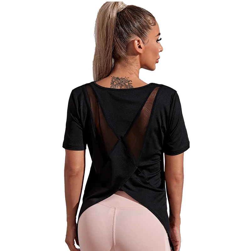 
OEM &ODM Service Eco-Friendly Breathable Back With Contrast Mesh Stitching Quick Dry Sports Tee T Shirt 